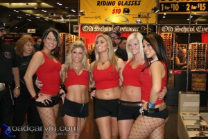Five In A Row at the Easyriders Show: Five young ladies pose for the camera